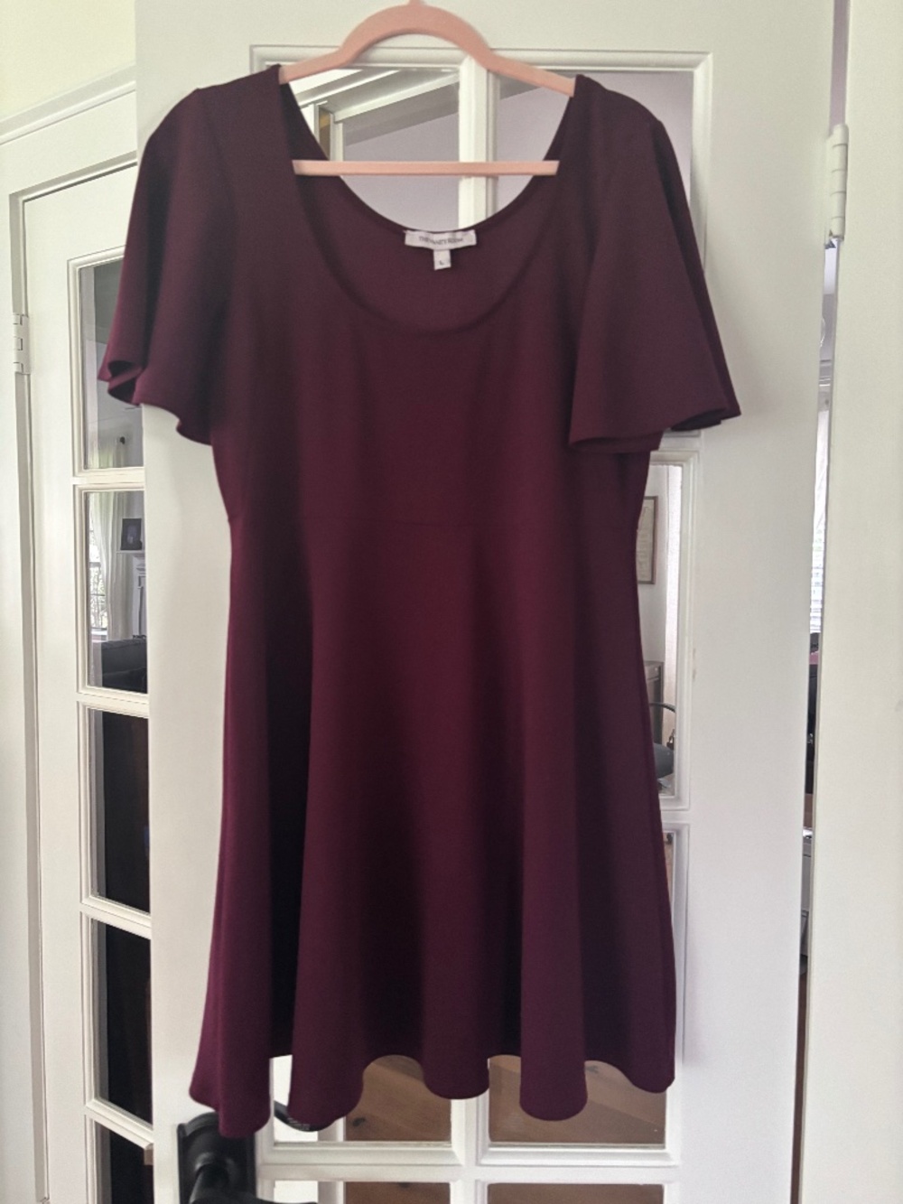 Size Large, Burgundy dress. The Vanity Room brand.